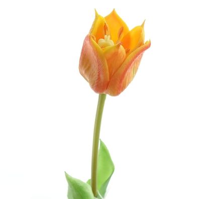 GASPER Tulpe Orange mit zwei Blättern 46 cm - Kunstblumen