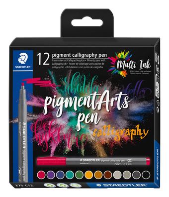 Staedtler® 375 C12 Fasermaler pigment calligraphy - 12 Farben sortiert