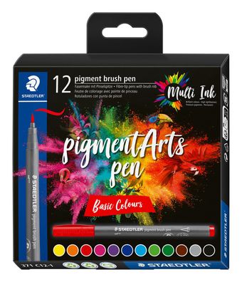 Staedtler® 371 C12-1 Pinselmaler pigment brush pen 371 - 12 Farben sortiert