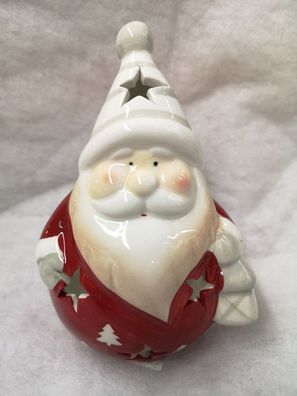 Teelichtfigur "Santa Claus" 13 cm Keramik Weihnachten Adventszeit Teelichthalter