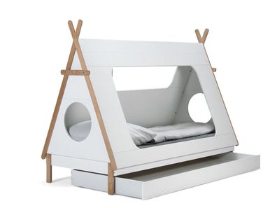 Schublade für Kinderbett Zelt/ Haus Bettkasten 90x200 MDF Weiß