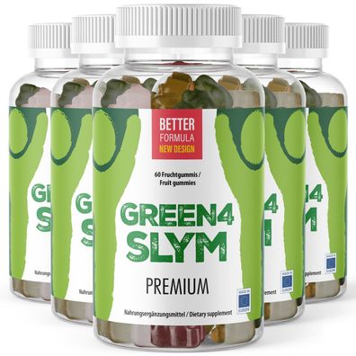 Green 4 Slym Gummibärchen - leckere Gummibärchen mit Pflanzenaroma - 60 Stück