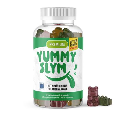 Yummy Slym Gummies | leckere Fruchtgummies mit natürlichem Pflanzenaroma | 60 Gummis