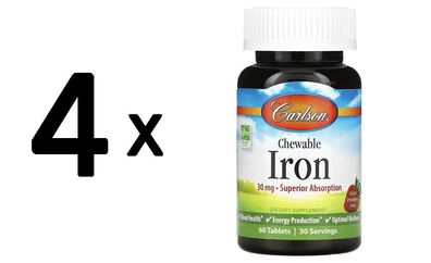 4 x Chewable Iron, 30mg Strawberry - 60 tablets