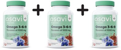 3 x Omega 3-6-9 Flaxseed Oil, 1000mg - 60 softgels