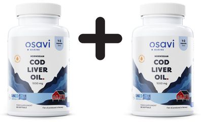 2 x Norwegian Cod Liver Oil Softgels, 1000mg (Lemon) - 90 softgels