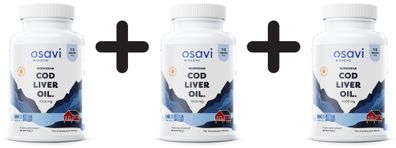 3 x Norwegian Cod Liver Oil Softgels, 1000mg (Lemon) - 90 softgels