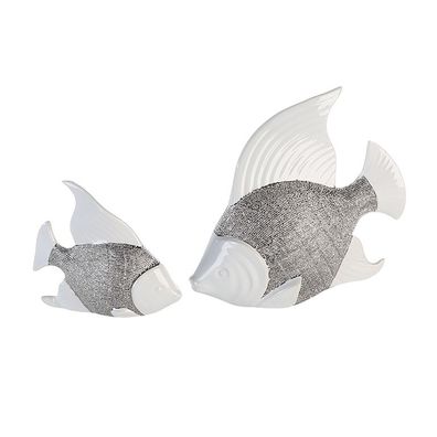 Casablanca Fisch Prime weiss/ silber, Keramik H.14cm Höhe: 14 cm Breite: 15 cm 36805