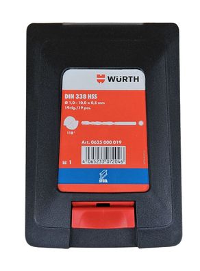 WÜRTH HSS Bohrer Set 19tlg. 1-10mm Abstufung in 0,5mm - Metallbohrer - Bohrerset