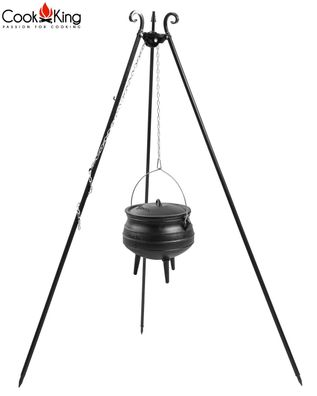 Dreibein Schwenkgrill 180 cm mit afrikanischem Gusseisenkessel 6 l