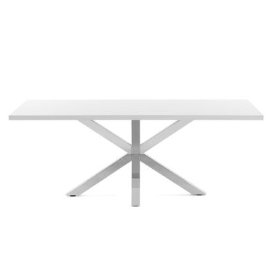 Tisch Argo 200 x 100 cm mit Melamin weiß und Edelstahlbeinen
