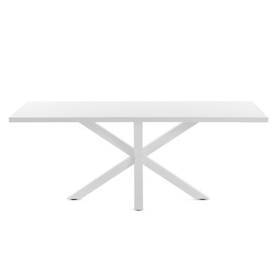 Tisch Argo 200 x 100 cm mit Melamin weiß und weißen Stahlbeinen