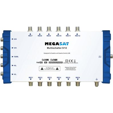 Megasat Multischalter, 5 Eingänge, 12 Ausgänge, Profiline (0600205)