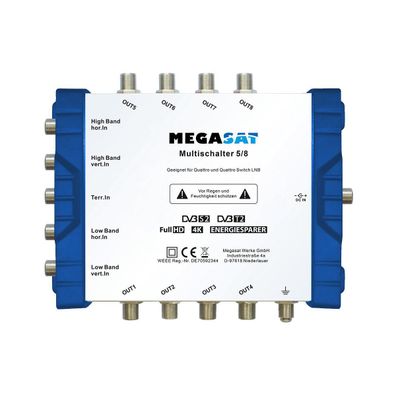 Megasat Multischalter, 5 Eingänge, 8 Ausgänge, Profiline (0600150)