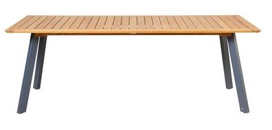 Luna Tisch rechteckig 217x90 cm aus Teakholz Beine Aluminium Anthrazit