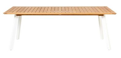 Luna Tisch rechteckig 217x90 cm aus Teakholz Beine Aluminium Weiß