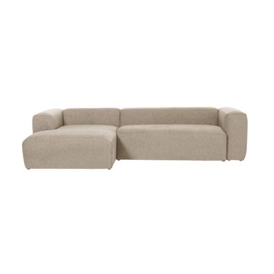 Sofa Blok 3-Sitzer mit Longchair links in beige 300 cm
