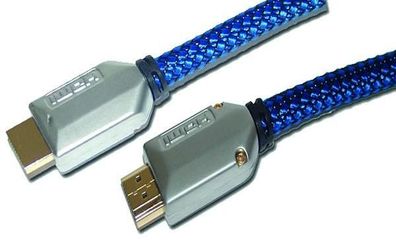 PROTEC. class PHDMI S2, High Speed-HDMI-Kabel, 2m, Stoff-Mantel, blau/ schwarz
