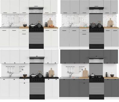 Küche 240cm Schränke, Küchenzeile erweiterbar - Fronten auswählbar Neu&Schnell