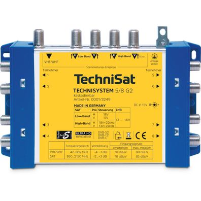 TechniSat TechniSystem5/8G2 Multischalter, für Quattro-LNB, blau/ gelb