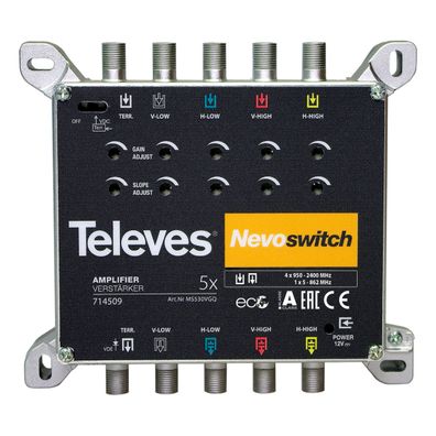 Televes MS530VGQ NevoSwitch Verstärker, 5 Eingänge, 30dB (714509)