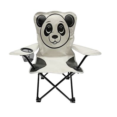 Kinder Campingstuhl Anglerstuhl Hellgrau Getränkehalter und Tasche Motiv Panda