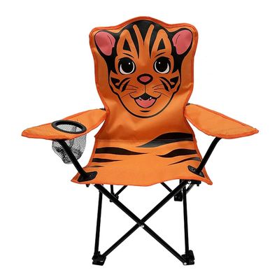 Kinder Campingstuhl Anglerstuhl Orange Getränkehalter + Tasche Motiv Tiger