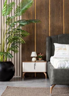 Schlafzimmer luxuriöse Nachttisch Beistelltisch Design Modernes neu Weiß Holz
