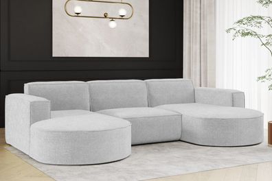 Ecksofa Designer Couch U-Form Sofa U-Form MODENA U STUDIO stoff Nordic Grau