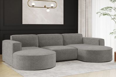 Ecksofa Designer Couch U-Form Sofa U-Form MODENA U STUDIO stoff Nordic Dunkelgrau