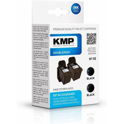 KMP H11D schwarz Tintenpatronen ersetzen HP 2x 56 (C9502AE)
