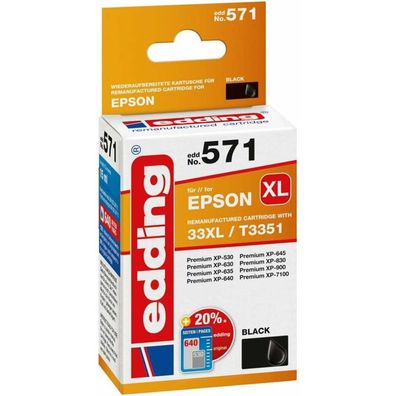 edding EDD-571 schwarz Tintenpatrone ersetzt EPSON 33XL / T3351XL