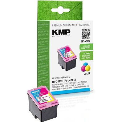 KMP H168CX color Tintenpatrone ersetzt HP 302XL (F6U67AE)