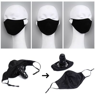 Bondage Mundknebel Sklave Maske mit Stöpsel Schwarz Silikon BDSM Fessel Plug