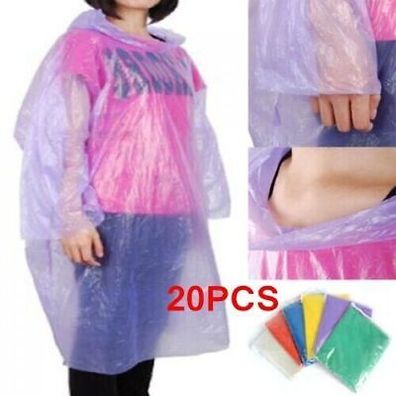 20 Pack Regenjacke transparent Regenponcho einweg Regencape Poncho Regenmantel