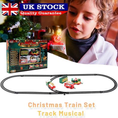NEU Eisenbahn Zug Weihnachtszug Set mit Licht + Sound um Baumdekoration geschenk