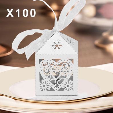 TOP 100x weiß Hochzeit Gastgeschenke Box Geschenkverpackung Schachtel Kartonage