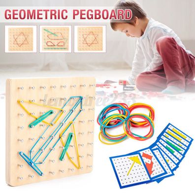 Holz Geoboard Geometriebrett Montessori Spielzeug Geometrisches Kinder