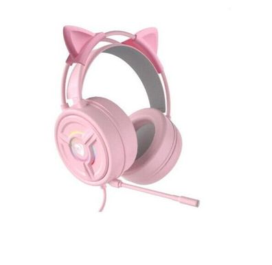 Fashionable USB Wired Headset E-gamers RGB Light Earphones Headphone for Girls