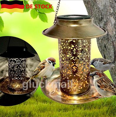Vogelfutterhaus wasserdicht hängende Solar LED Licht Bird Feeder Gartenbalkon DE