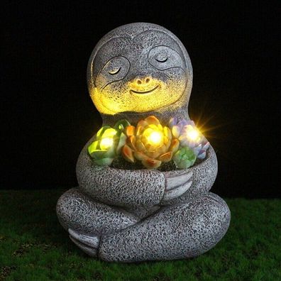 Solar Garten Statue Faultier Figur mit Saftigen LED Leuchten Draussen Rasen
