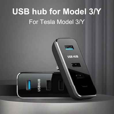 Fit for Tesla Model 3 Y USB Hub 4In1 Docking Station Glove Box Extension Adapter