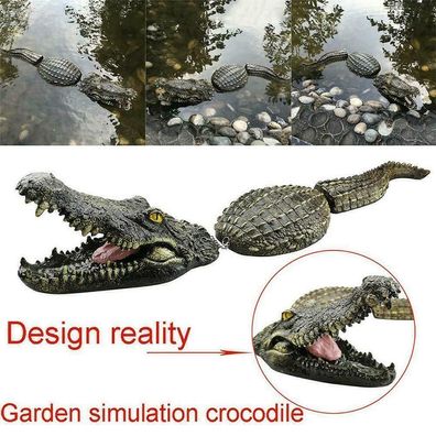 Krokodil Kopf Garten Teich Feature Reptil Tier Ornament Skulptur Schwimm Y2R7 DE