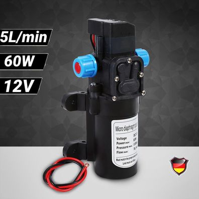 12V 60W 5L Selbstansaugende Pumpe Wasserpumpe Hochdruckpumpe Mit Rueckflussventil