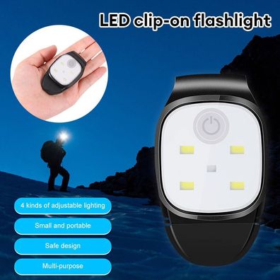 LED wiederaufladbare Clip-on-Licht-Taschenlampe Stirnlampe Nacht Gehen Laufen