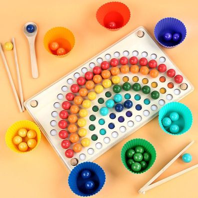Hölzernes Regenbogenbrett Montessori Farbsortierendes sensorisches Spielzeug