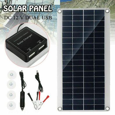 12V Solarzelle Solarpanel Solarmodul Ladegerät Dual USB fur Telefon aufladen 10W