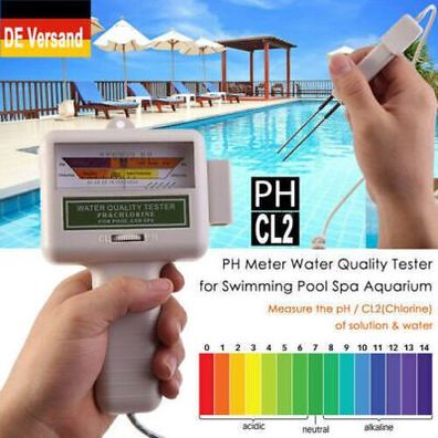 DEUBAÂ® Elektronischer Wassertester Wassertest Pool Messgerät Chlor pH Wert Test