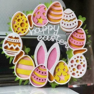 Happy Easter Bunny Garland Home Outdoor Garden Door Wall Ornament R4I6