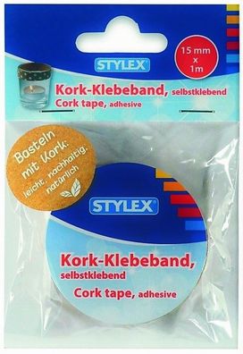 Stylex 41364 Kork-Klebeband - selbstklebend - 15 mm x 1 m